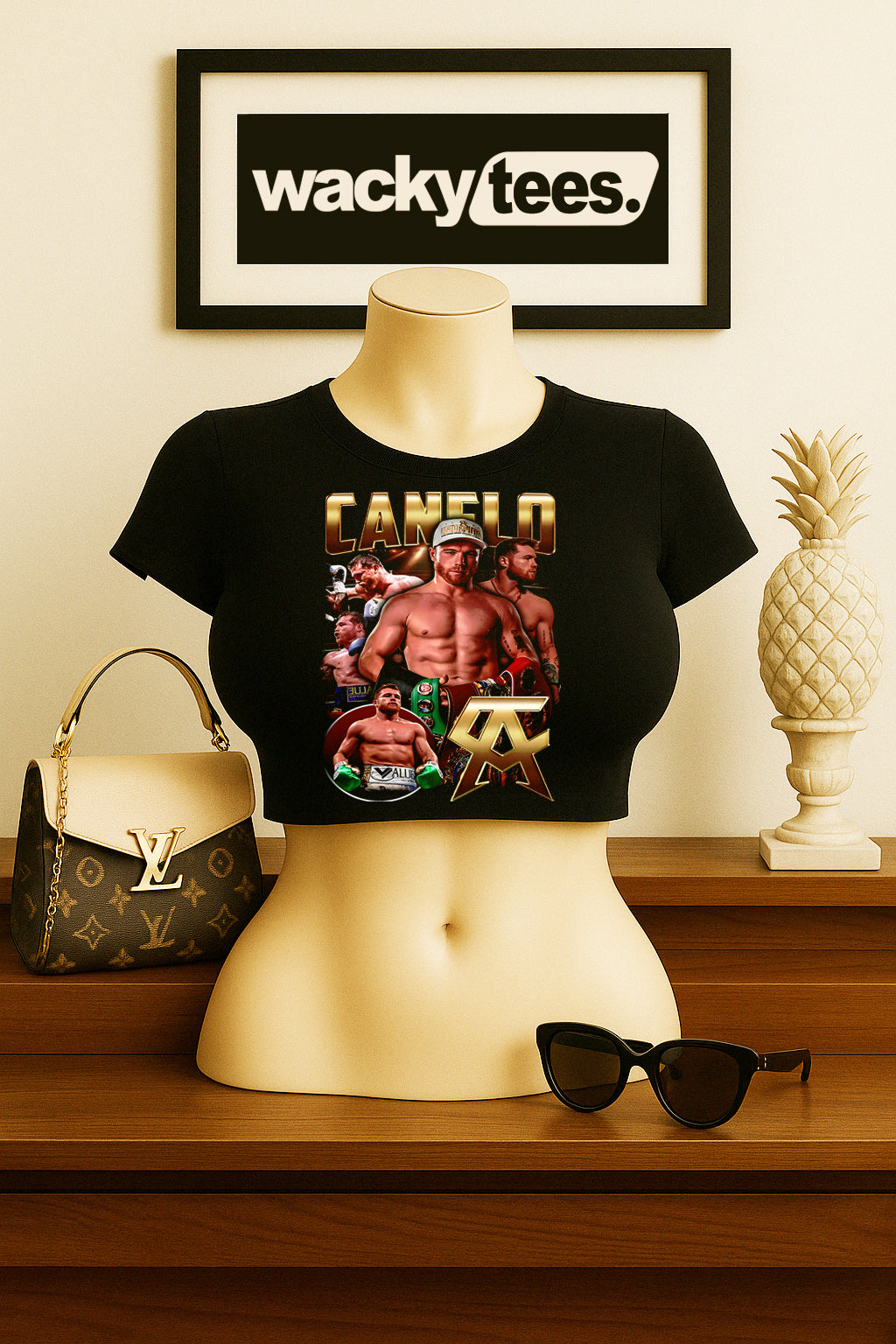 Canelo Alvarez Gold Champion Bootleg Portrait Boxing Distressed Graphic Tee Shirt