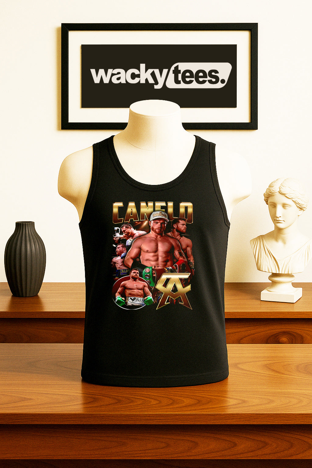 Canelo Alvarez Gold Champion Bootleg Portrait Boxing Distressed Graphic Tee Shirt