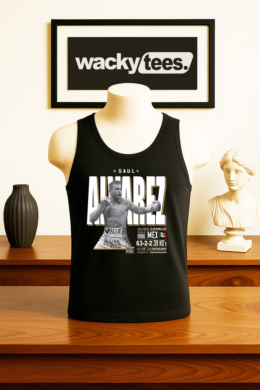 Canelo Alvarez Tale of the Tape Mexican Boxing Stats Graphic Tee Shirt