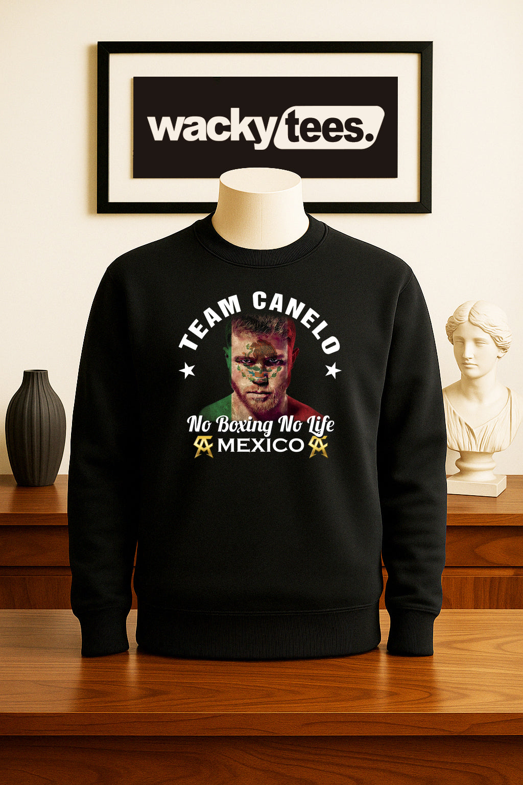 Team Canelo Alvarez Mexican Flag Face No Boxing No Life Mexico Graphic Tee Shirt