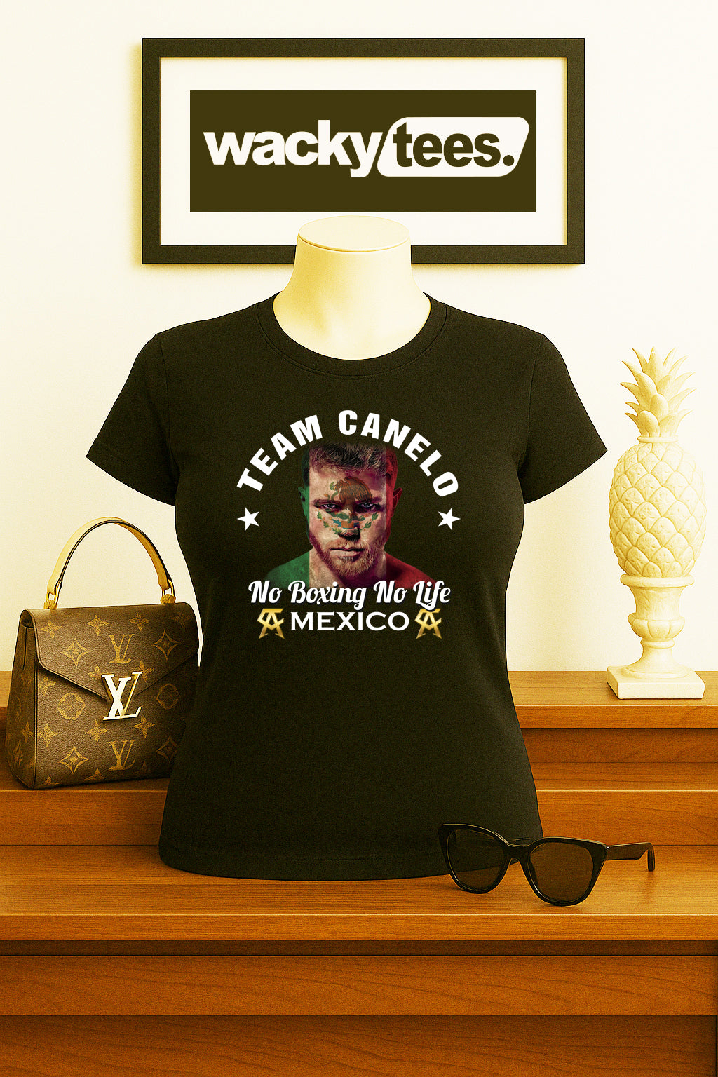 Team Canelo Alvarez Mexican Flag Face No Boxing No Life Mexico Graphic Tee Shirt