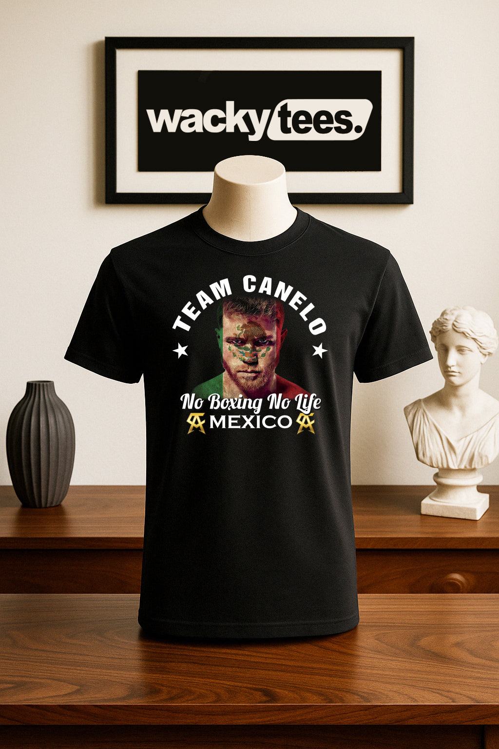 Team Canelo Alvarez Mexican Flag Face No Boxing No Life Mexico Graphic Tee Shirt