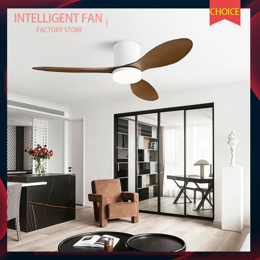 Ceiling fan in a modern living room with furniture and decor.