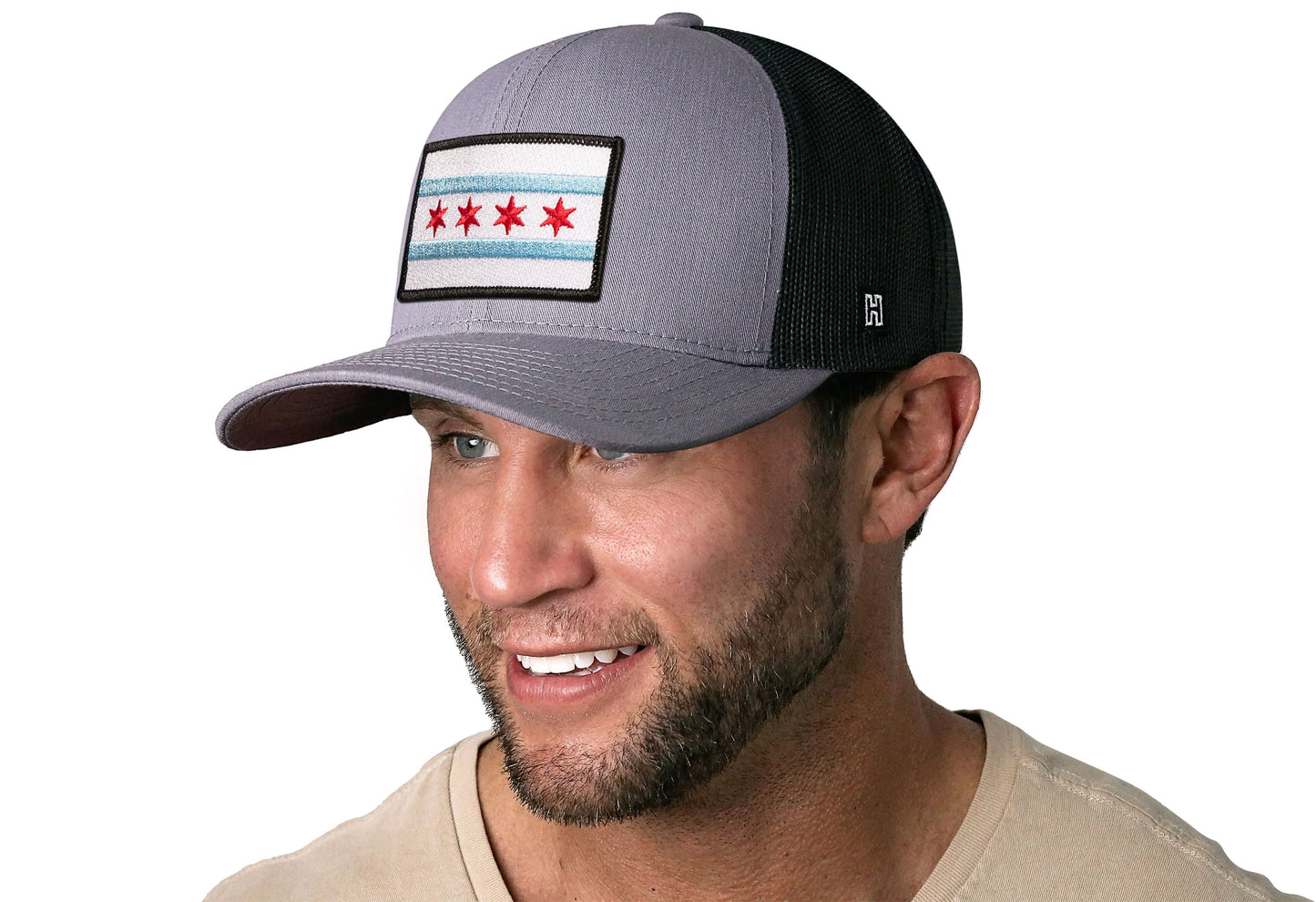 Chicago Flag Trucker Hat  |  Gray-Black City Snapback