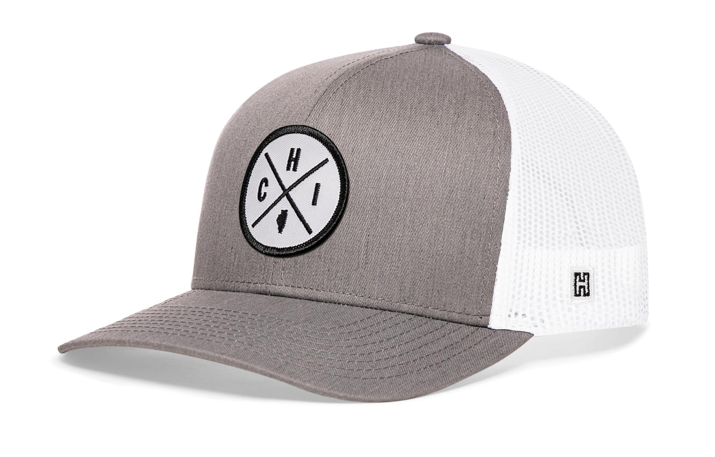 Chicago Trucker Hat  |  Gray-White CHI X Snapback