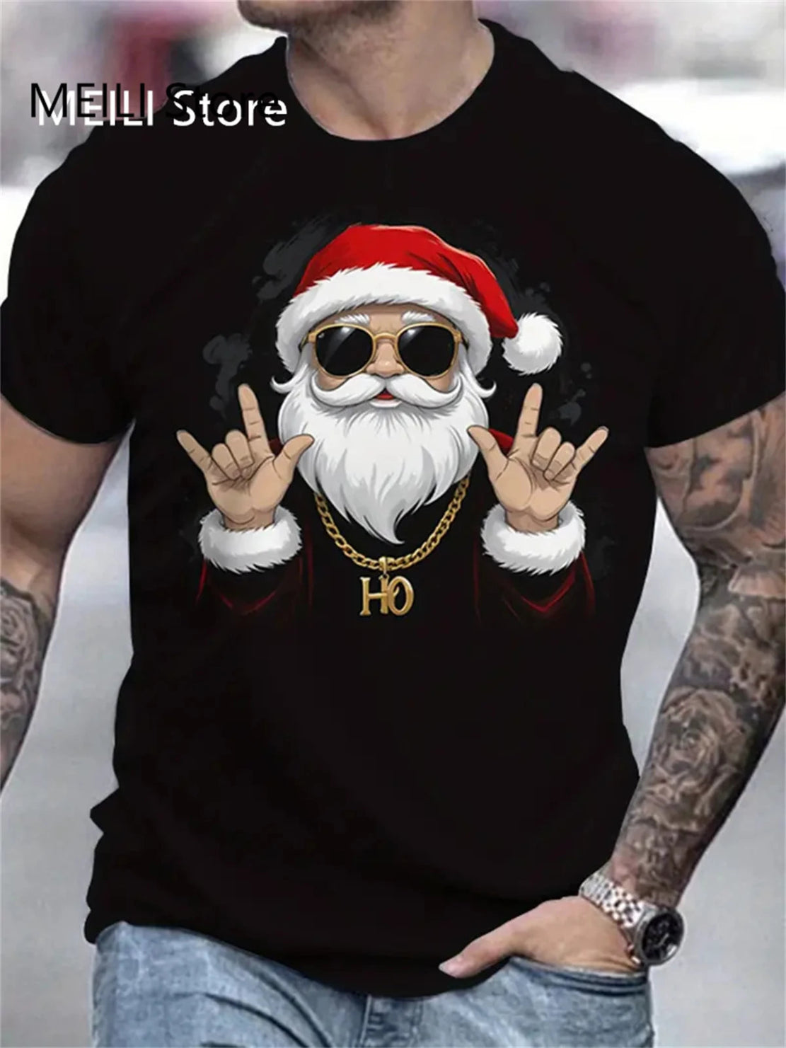 Christmas T Shirt Men 3D Santa Claus Graphic T Shirts Short Sleeve Mens Clothes Casual Round Neck Fashion Tops Oversized T-Shirt - Premium  from Lizard Vigilante - Just $9.99! Shop now at Lizard Vigilante