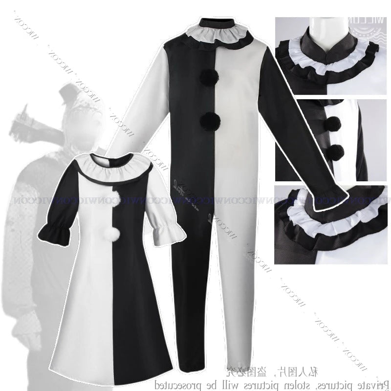 Clown Cosplay Costume Art The Clown Jumpsuit Halloween Costumes for Men Women Art Black White Joker Role Play Party Gift Dress - Premium  from Lizard Vigilante - Just $43.99! Shop now at Lizard Vigilante