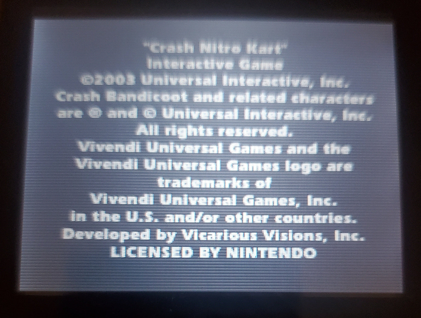 Crash Nitro Kart GBA Video Game Boy Advance Nintendo