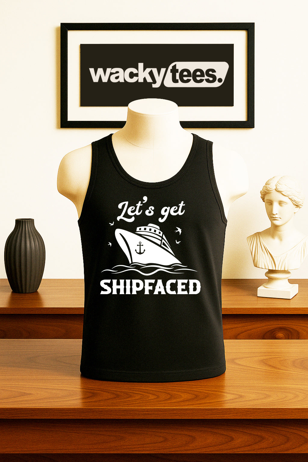 Lets Get Ship faced Cruise Cruising Vacation Boozy Graphic Tee Shirt