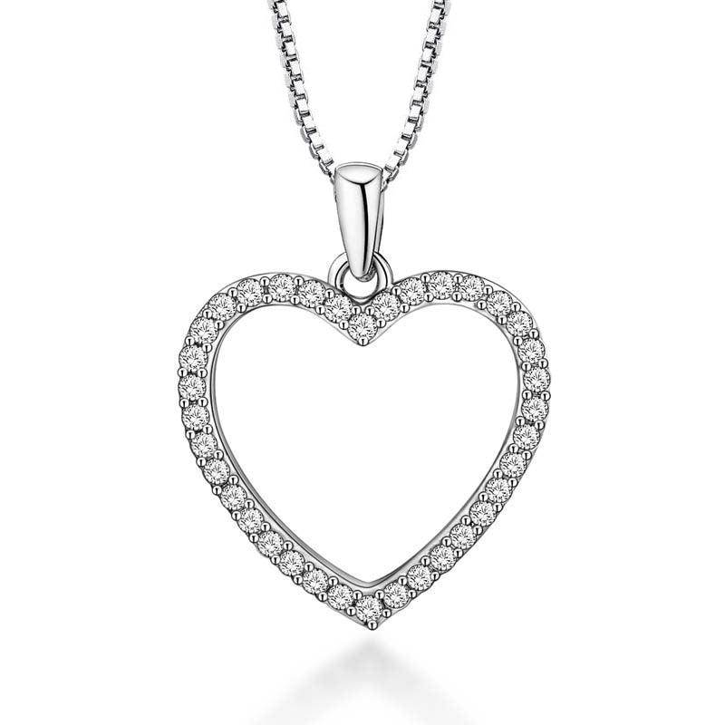 Crystal Heart Necklace with Cubic Zirconia Stones