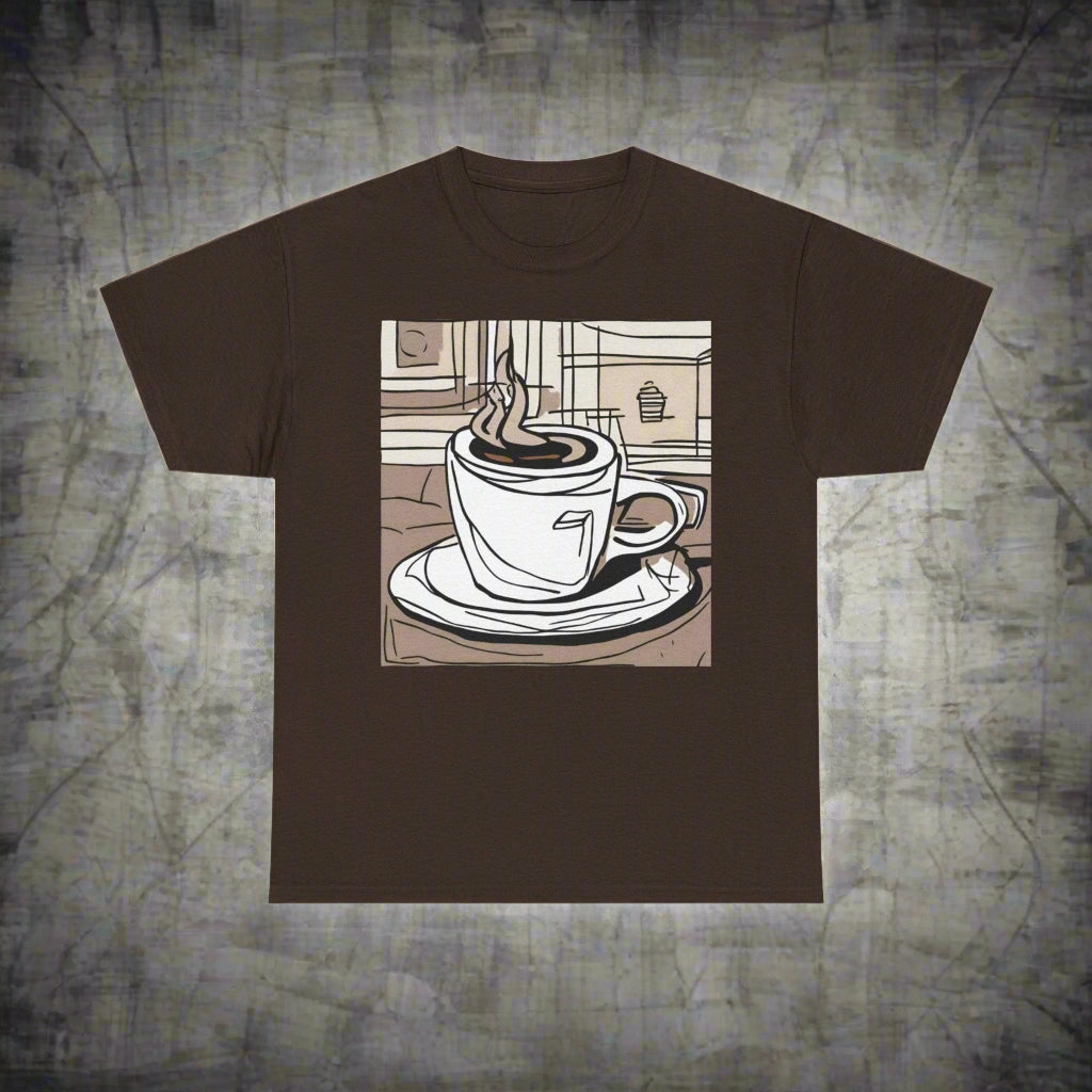 Cup of Coffee Illustration Unisex Heavy Cotton Tee - Lizard Vigilante