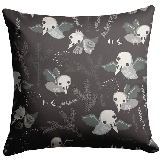 "Skeleton Birds" Throw Pillow