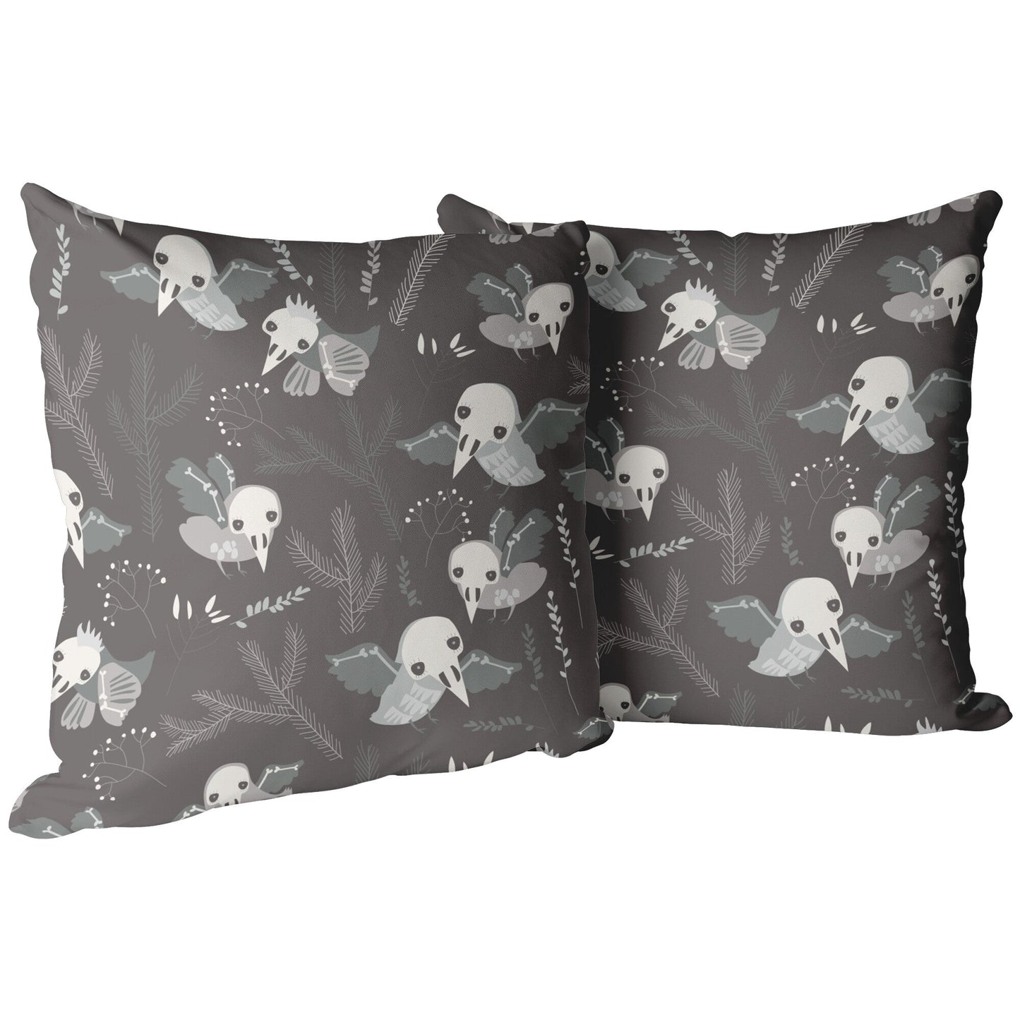 "Skeleton Birds" Throw Pillow
