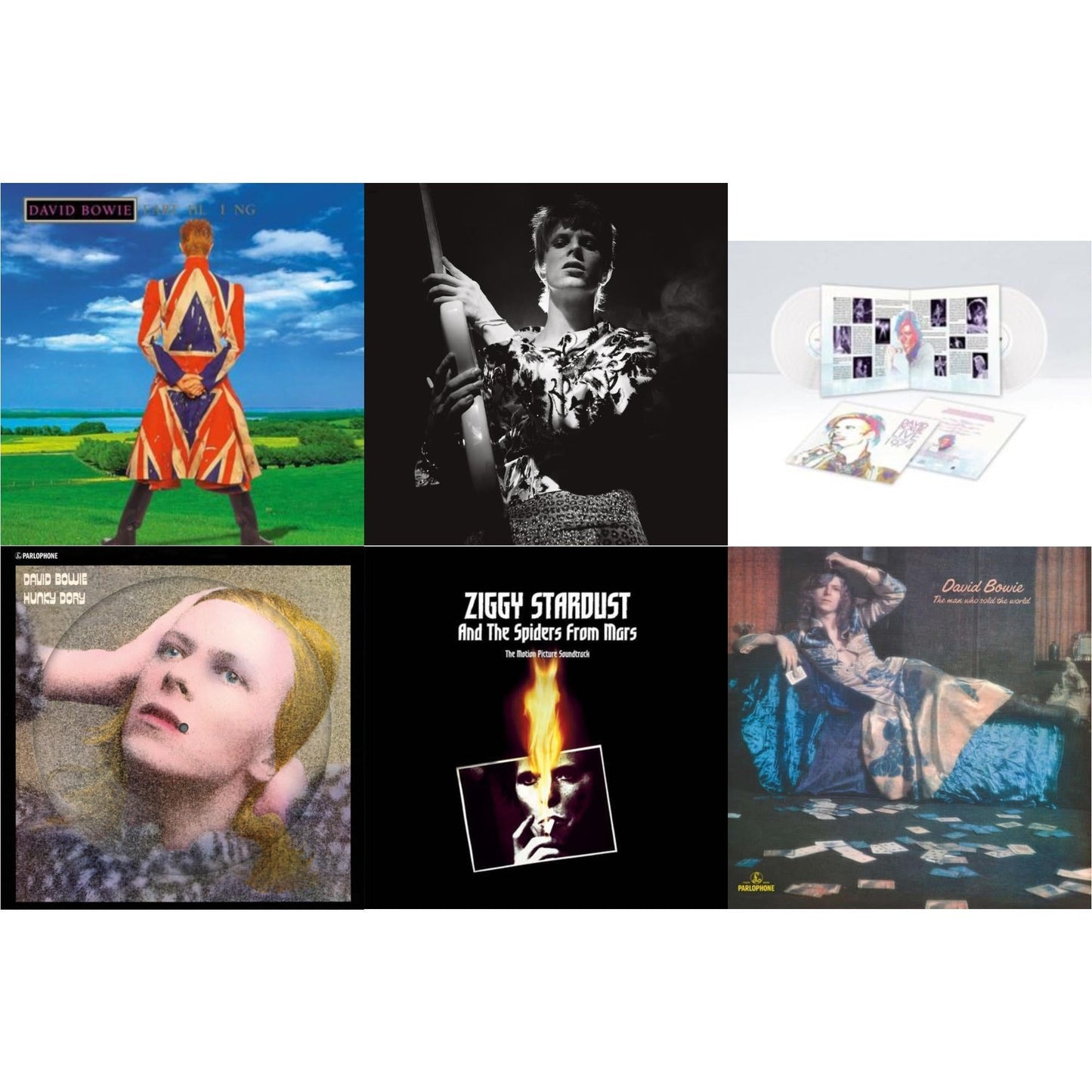 Earthling (2021 Remaster/2LP) & Hunky Dory (2015 Remaster/50Th Anniv/Picture Disc) & Live Los Angeles 1974 (White LP Vinyl/Limited) & Rock N Roll Star & Ziggy Stardust & The Spiders From Mars Ost (2LP) & Man Who Sold The World (2015 Remaster)