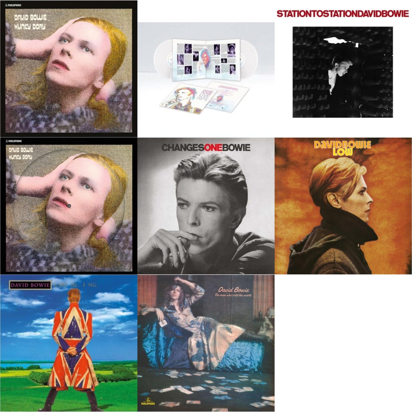 David Bowie - Earthling (2021 Remaster/2LP) & Low (2017 Remaster) & Station To Station (2016 Remastered Version) & Changesonebowie (180G) & Hunky Dory (2015 Remaster/50Th Anniv/Picture Disc) & Live Los Angeles 1974 (White LP Vinyl/Limited) & Man Who