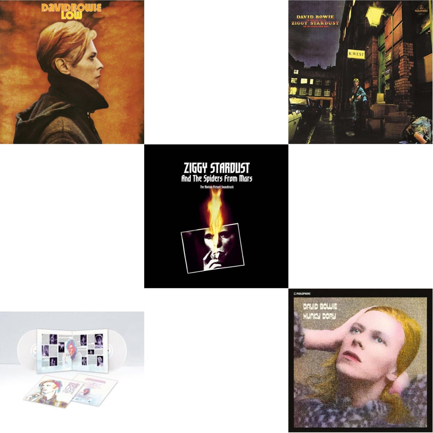 Low (2017 Remaster) & Live Los Angeles 1974 (White LP Vinyl/Limited) & Ziggy Stardust & The Spiders From Mars Ost (2LP) & Rise & Fall Of Ziggy Stardust (2012 Remaster) & Hunky Dory