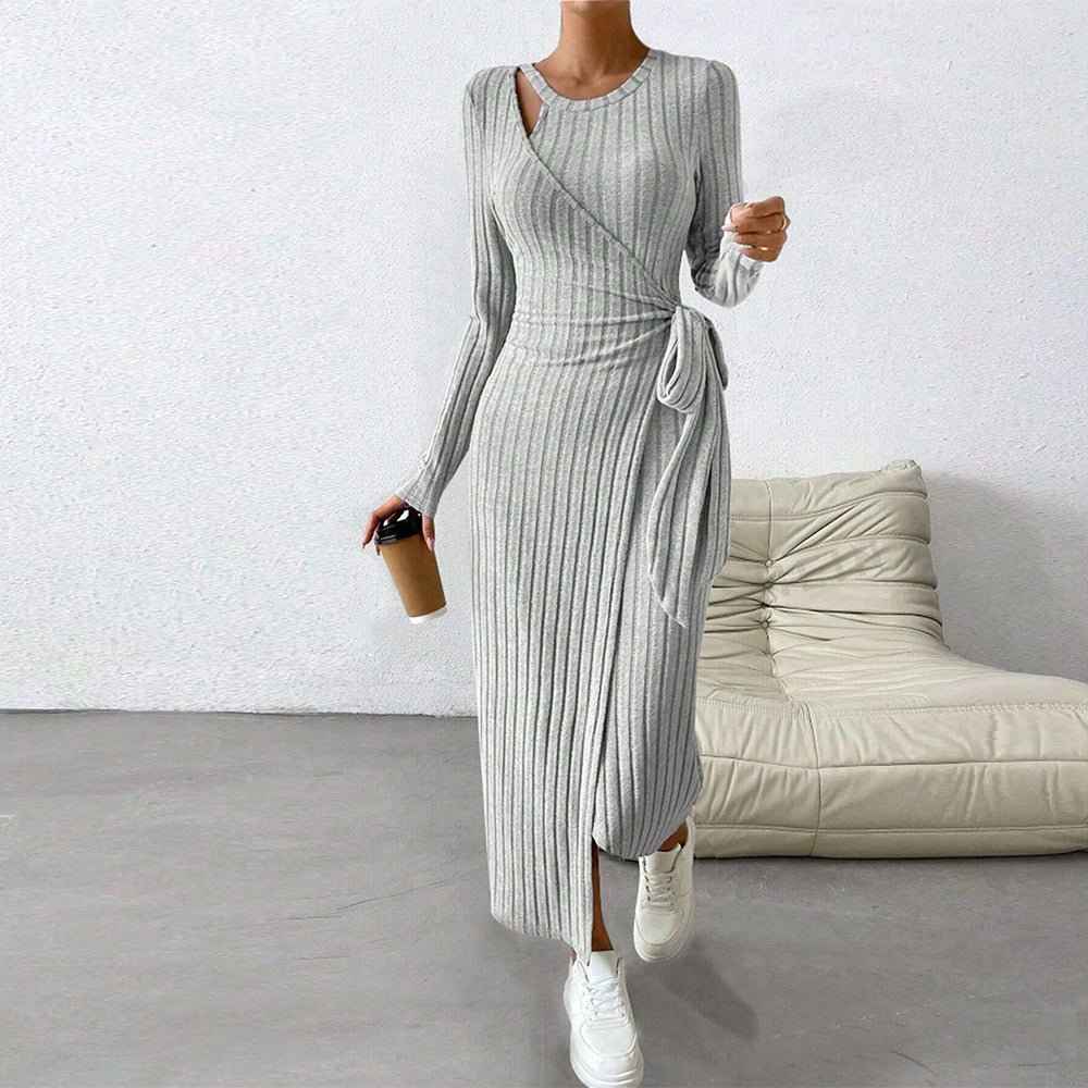 European & Egyptian Solid Sleeve Long Dress