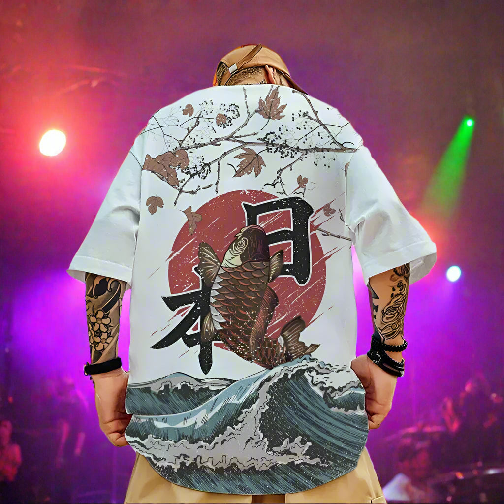 DEATHBLOSSOM 3D Oversized Street T-Shirt – Heavy Print, Plum Bloom Chaos, Japanese Rock Show Vibe for Daily Destruction - Premium tee from Lizard Vigilante - Just $32.22! Shop now at Lizard Vigilante