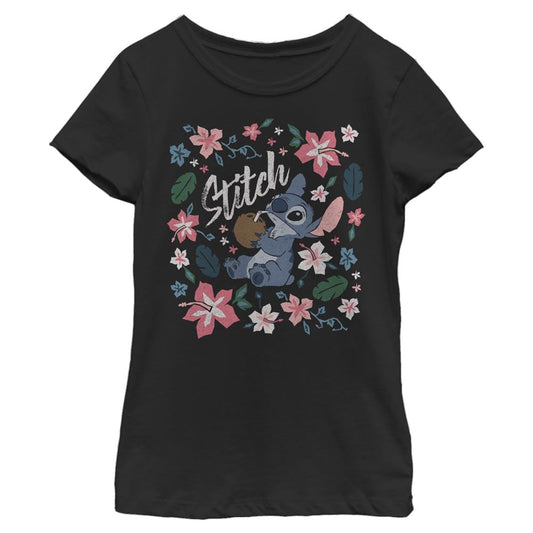 Disney Tropical Stitch Girls Kids T Shirt