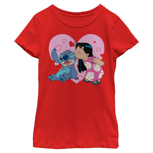 Disney Lilo And Valentines Kisses Girls Kids T Shirt