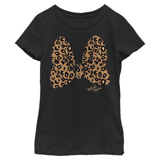 Disney Minnie Mouse Cheetah Print Bow Signature Girls Kids T Shirt