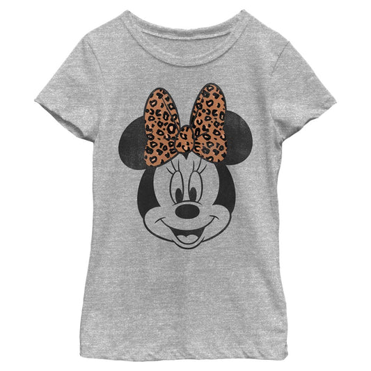 Disney Minnie Mouse Cheetah Print Bow Girls Kids T Shirt