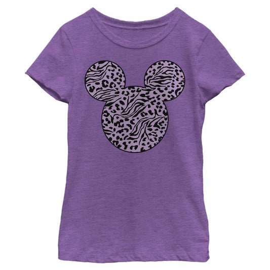 Disney Mickey Zebra Cheeta Fill Girls Kids T Shirt