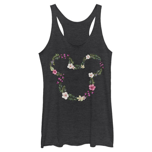Disney Floral Mouse Frame Juniors Tank Top Shirt
