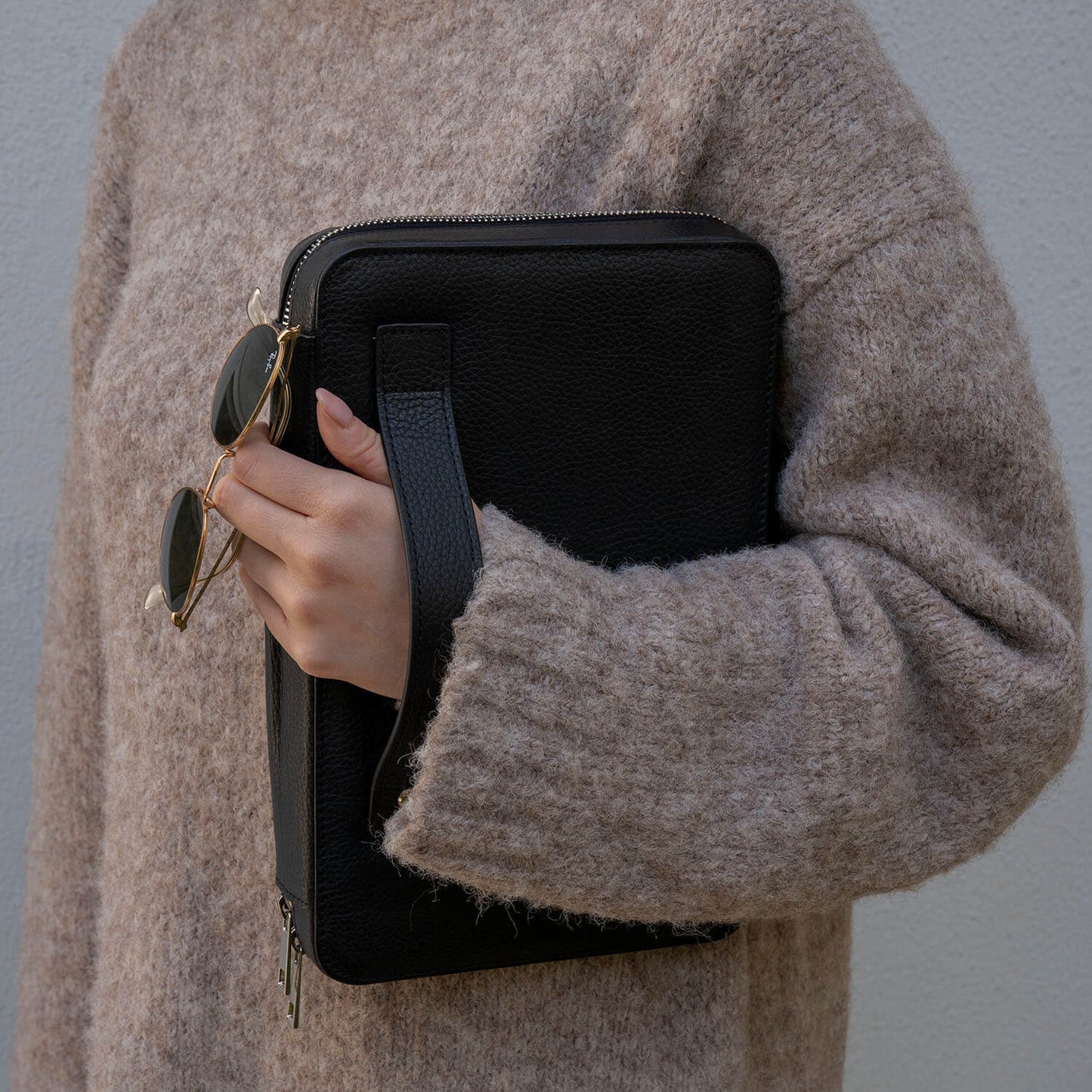 Leather Tech Organizer Case - Black - Mobile