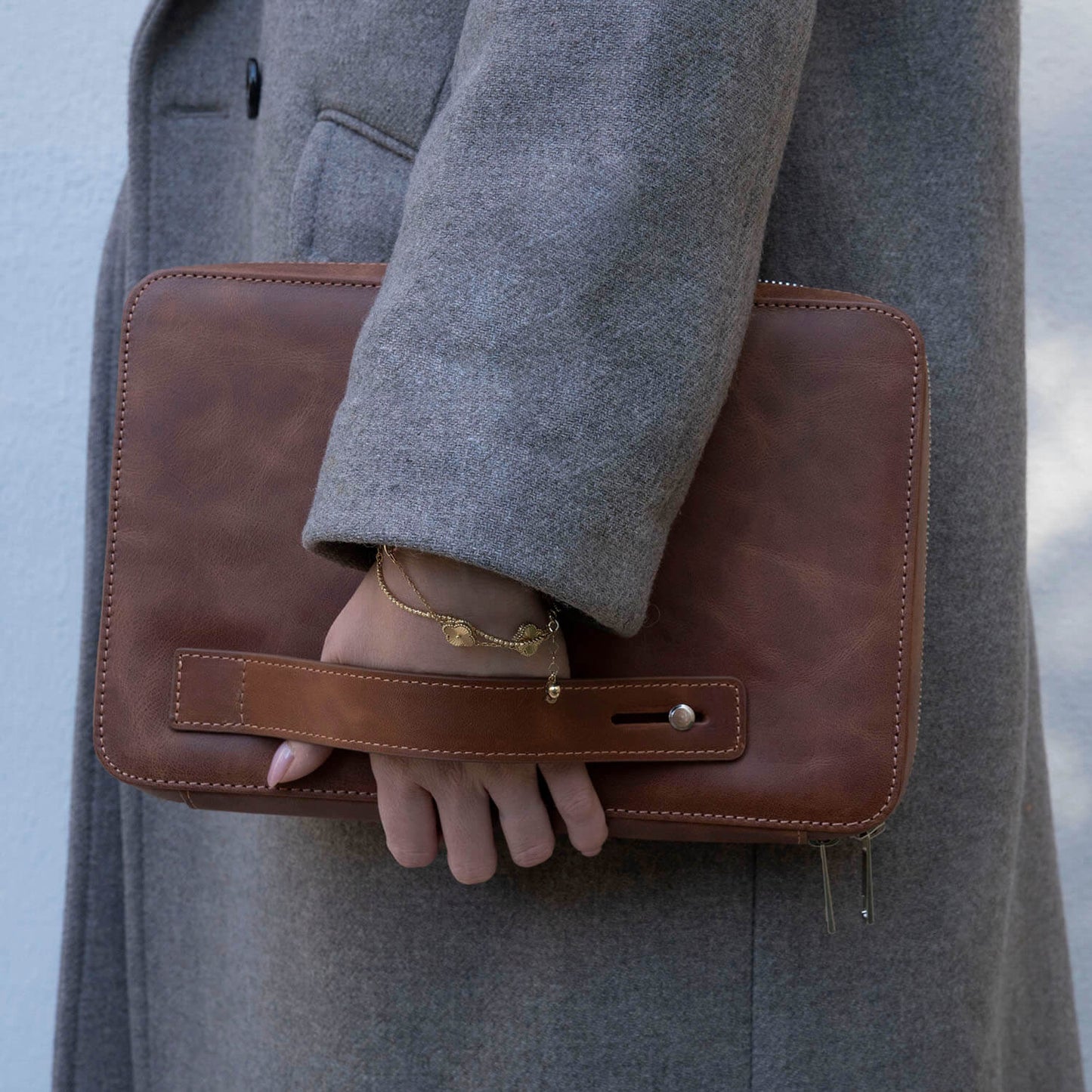 Leather Tech Organizer Case -Rich Brown - Mobile