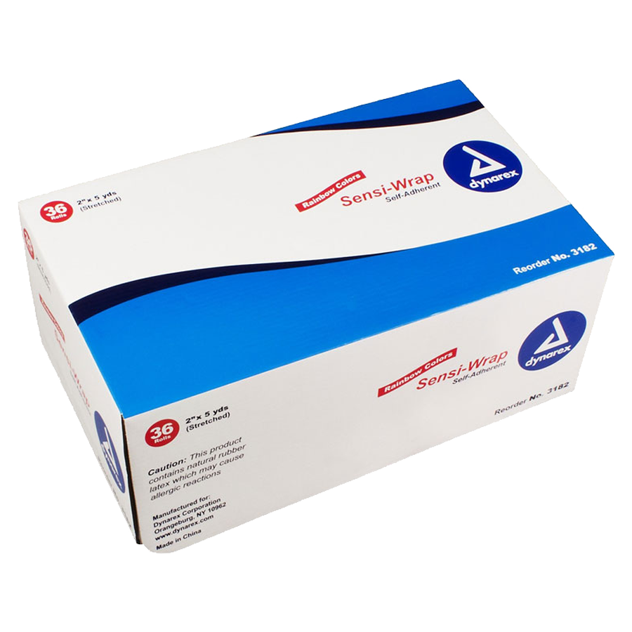 Dynarex Sensi Wrap Self Adherent Wrap - Rainbow, 6 of Each Color, 2"x 5 yards., 36/cs