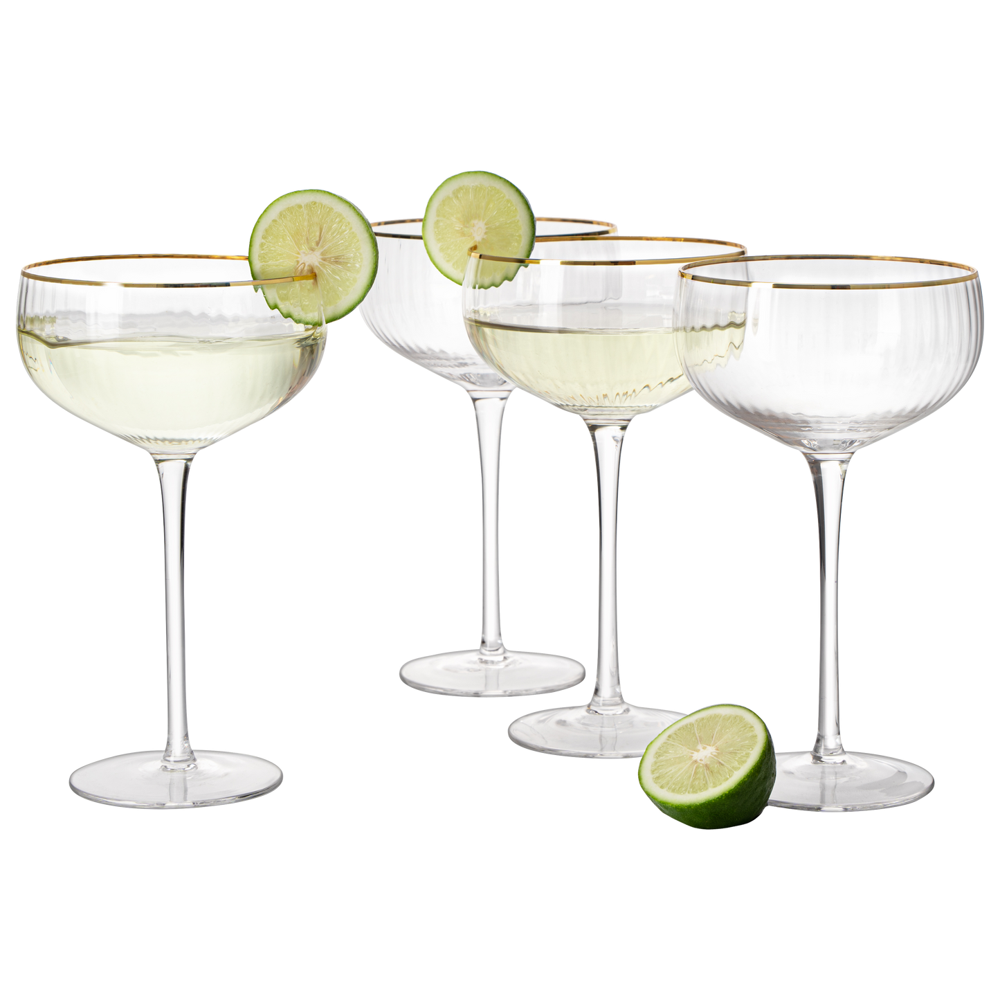 Coupe Cocktail Glasses 7 oz, Set of 4 Classic Manhattan Glasses For Cocktails, Libbey Champagne Coupe, Classic Coupe Glasses with Gold Rim, Crystal with Stems Wine Savant