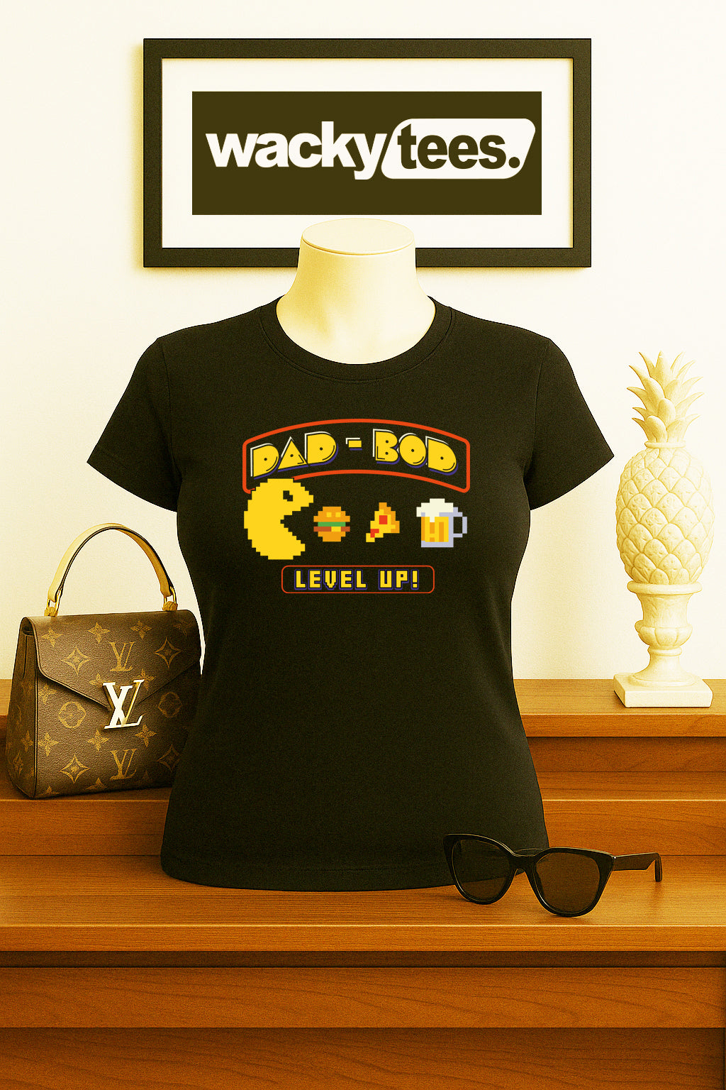 🕹️ Dad Bod Pac Man: 8Bit Gaming Style Funny Graphic Tee 🍻
