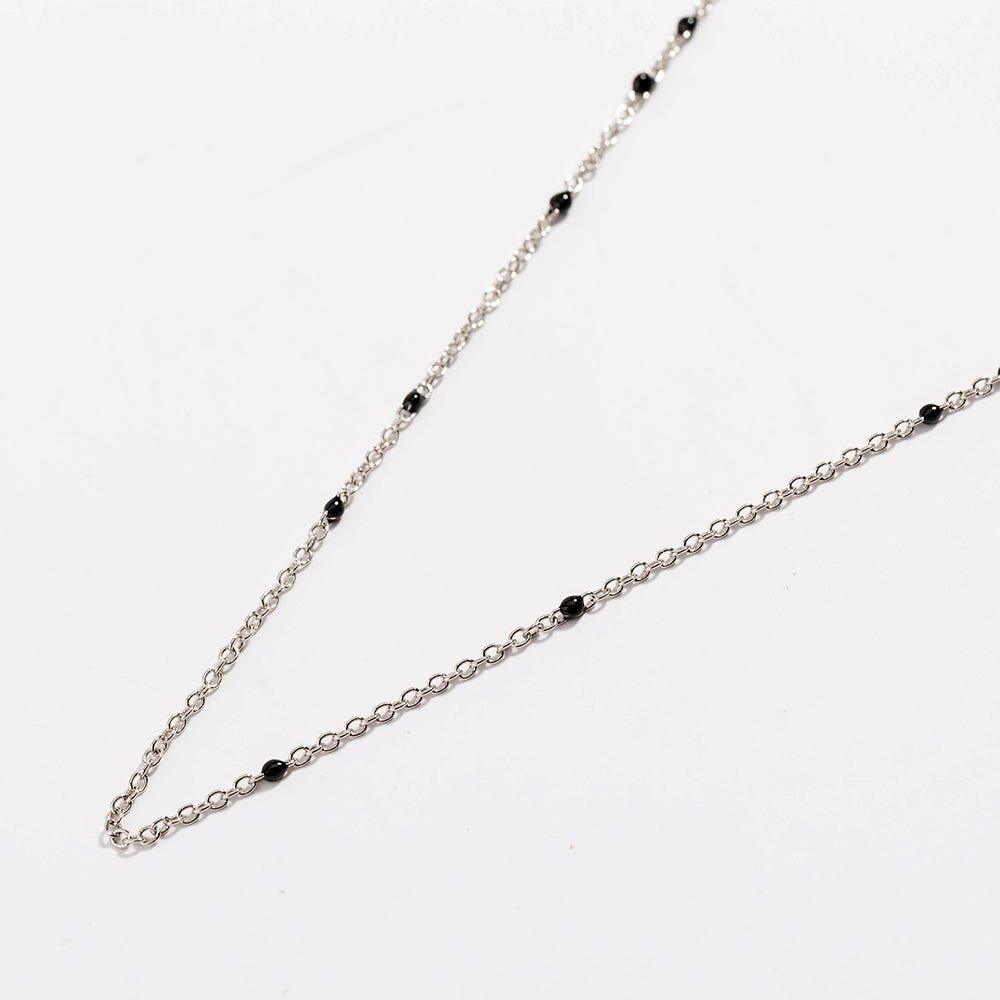 Dainty Black Onyx Beaded Link Necklace