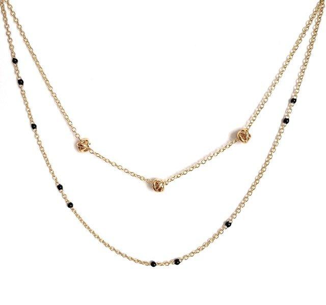 Dainty Black Onyx Beaded Link Necklace