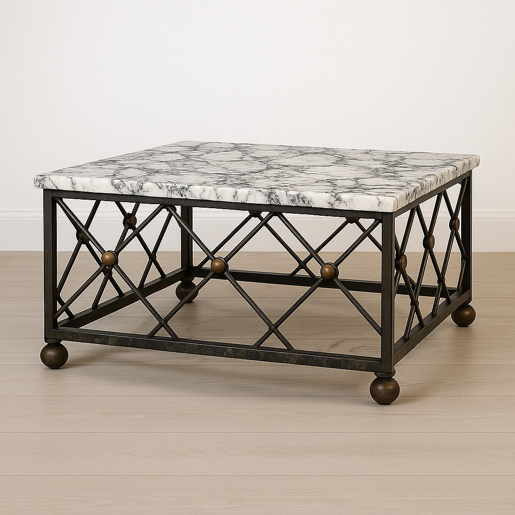 DemarForge Coffee Table 101M  - Wrought Iron Calacatta Viola Marbletop