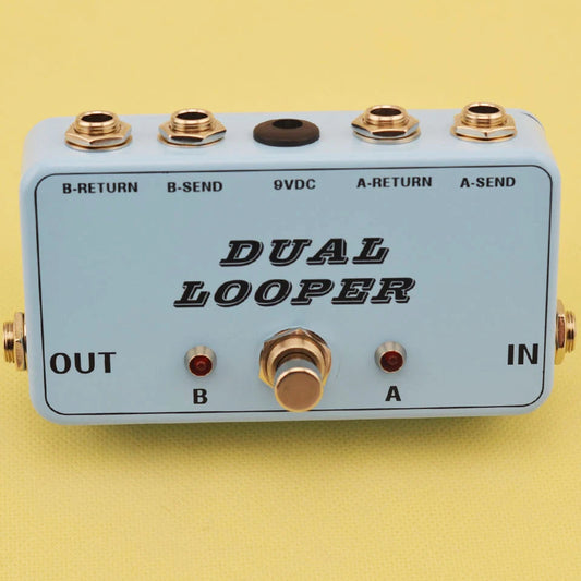 DualLooper pedal on a yellow background