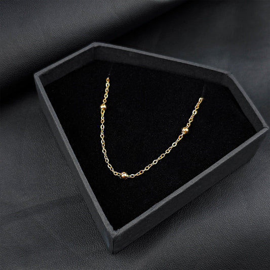 Stainless Steel Ball Rose Gold Tone PVD Station Necklace Satellite Chain Layering Necklace