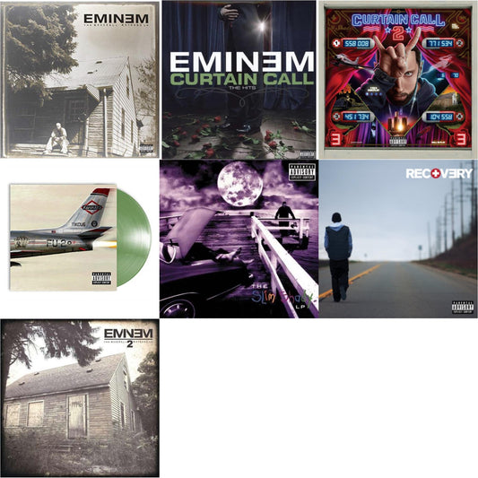 Curtain Call 2 (2LP) & Curtain Call: Hits & Recovery & Marshall Mathers LP 2 & Kamikaze (Opaque Olive Green LP Vinyl/Gatefold Jacket) & Slim Shady LP & Marshall Mathers LP
