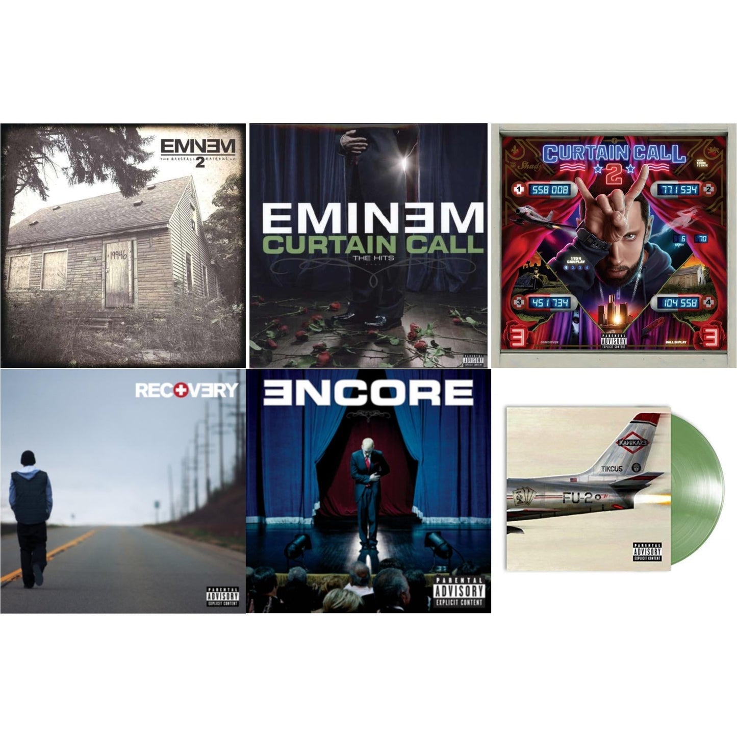 Curtain Call 2 (2LP) & Encore & Curtain Call: Hits & Recovery & Marshall Mathers LP 2 & Kamikaze (Opaque Olive Green LP Vinyl/Gatefold Jacket)