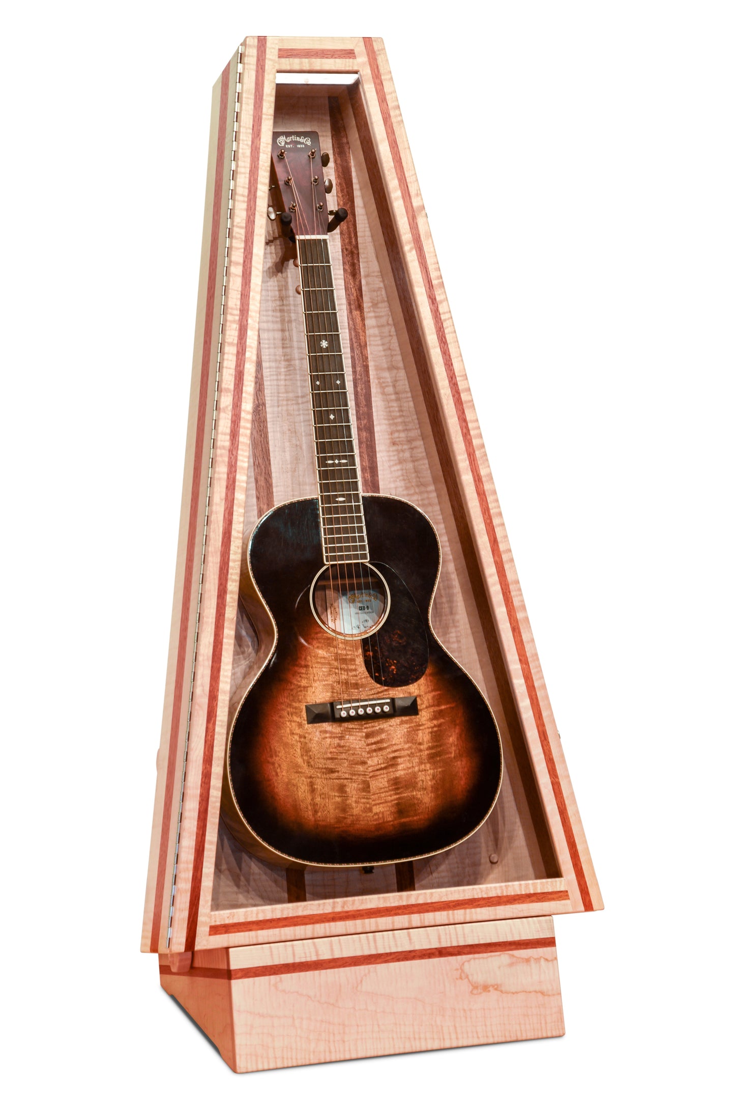 ClimaStand Triangle Humidor with Base - Flamed Maple with Mahogany