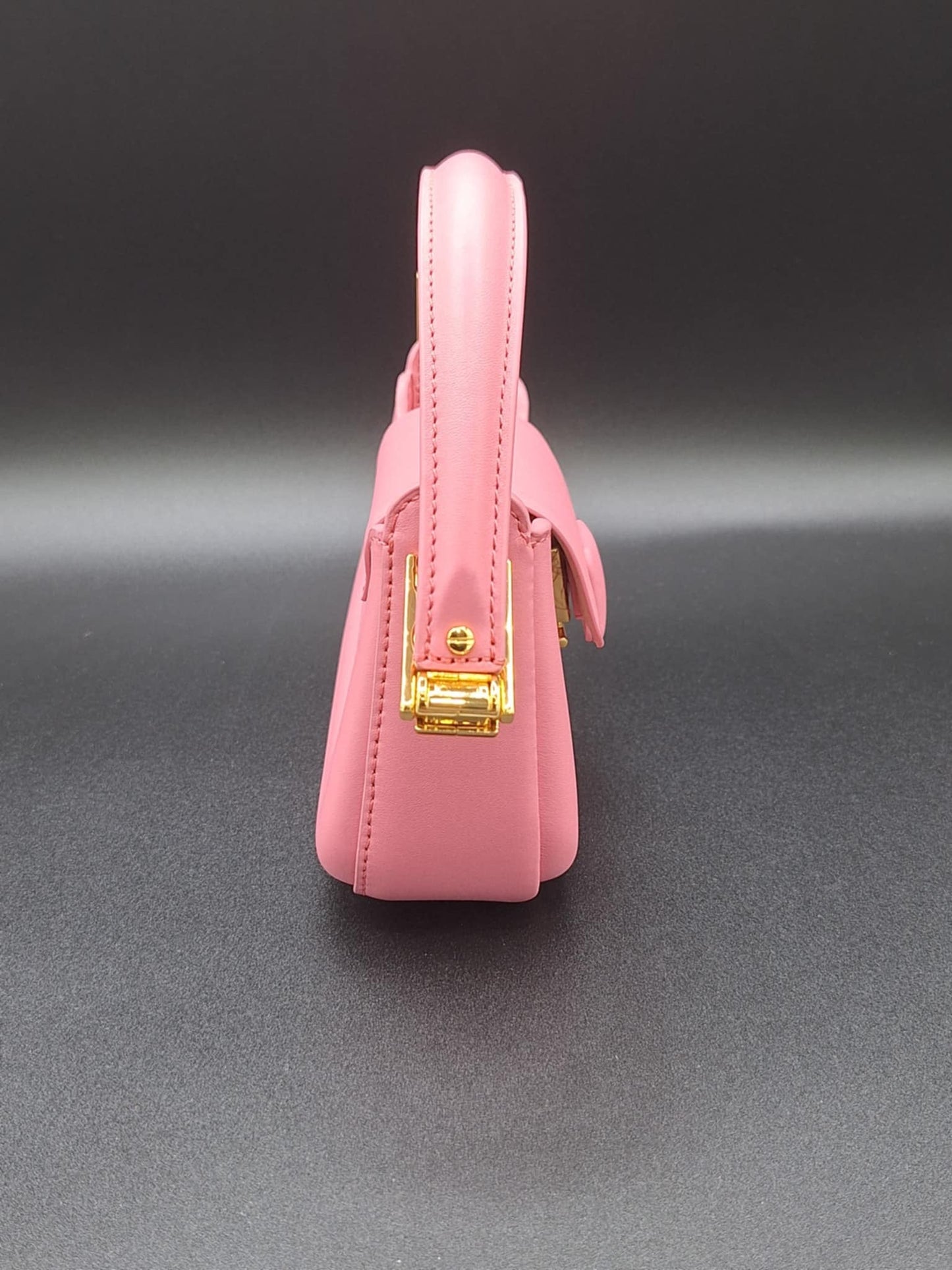 Charles & Keith Koa Leather Push-Lock Top Handle Bag Pink