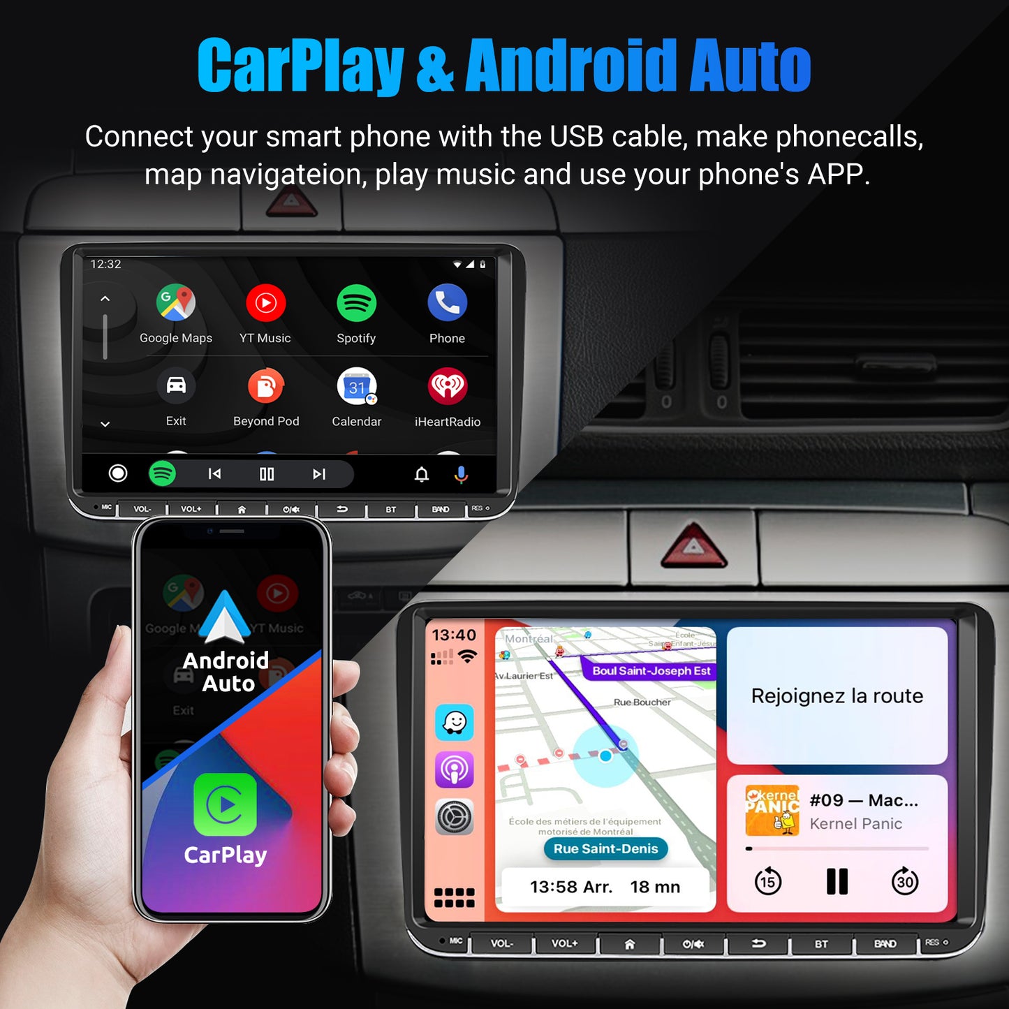Road Riot 9-Inch Android Car Stereo – Wireless CarPlay Rock-Nav System