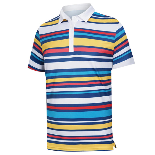 AULEEGAR Polo Mens Shirts for Golfing Outdoor Sports Golf Clothing Colorful Stripe M