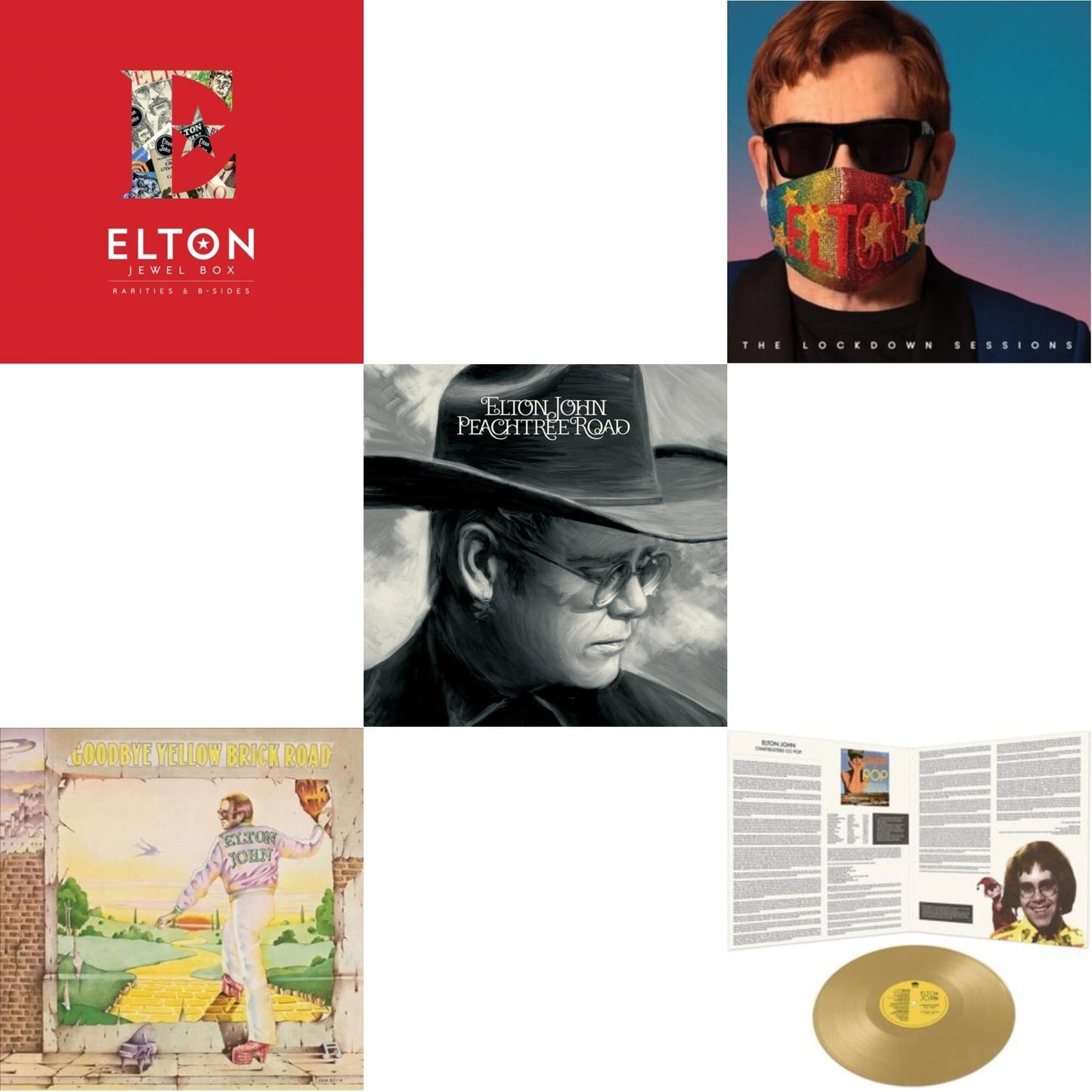 Lockdown Sessions (Blue Vinyl/2LP) (X) & Peachtree Road (2LP) & Jewel Box (3LP - Rarities & B-Sides) & Goodbye Yellow Brick Road & Chartbusters Go Pop - Legendary Covers '69 / '70 (Gold LP Vinyl)