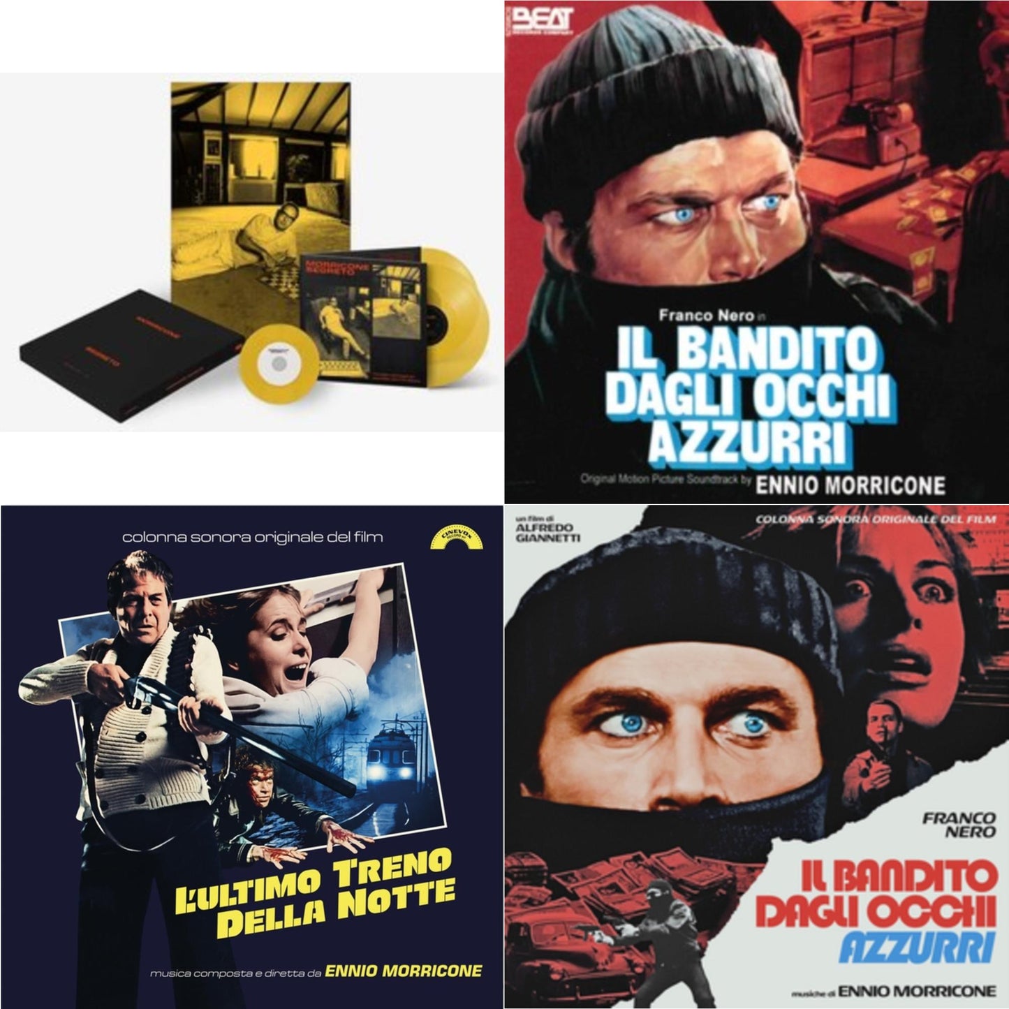 Morricone Segreto (Yellow Vinyl/2LP/7Inch Single Collector's Edition) & Blue-Eyed Bandit (Il Bandito Dagli Occhi Azzurri) Ost & L’Ultimo Treno Della Notte (Yellow LP Vinyl) & Blue-Eyed Bandit (Il Bandito Dagli Occhi Azzurri) Ost (Blue LP Vinyl) (Rsd)