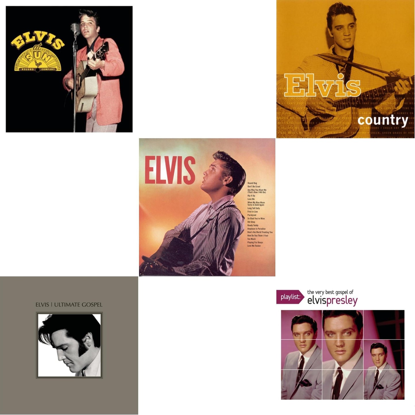 Elvis At Sun & Elvis Ultimate Gospel & Elvis & Elvis Country & Playlist: Very Best Gospel Of Elvis Presley