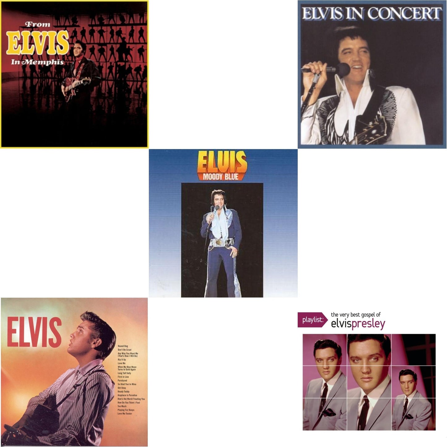 Elvis In Concert & Moody Blue & Elvis & From Elvis In Memphis & Playlist: Very Best Gospel Of Elvis Presley