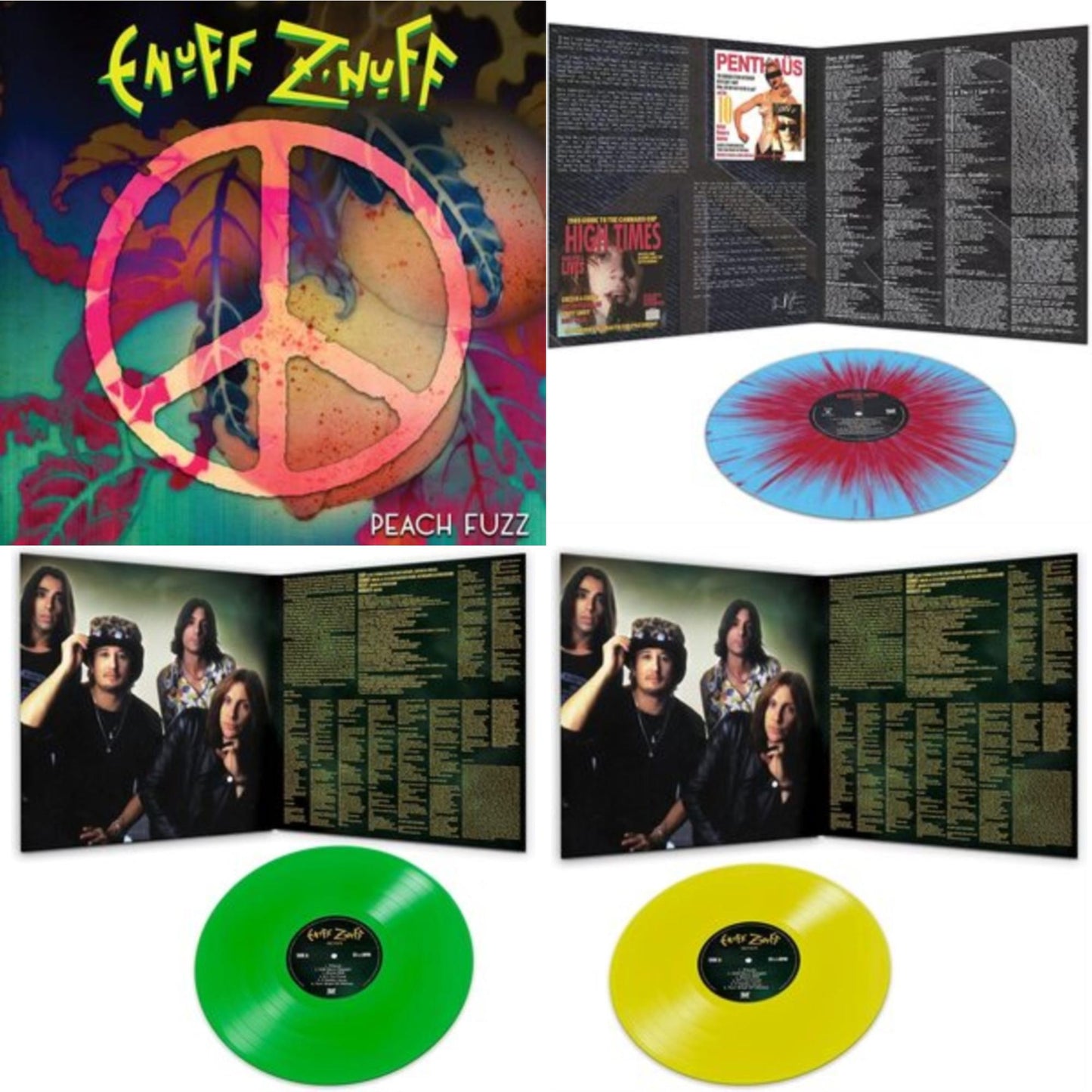 Enuff Z'nuff - 1985 (Blue & Red Starburst LP Vinyl) & Peach Fuzz (Peach LP Vinyl) & Seven (Green LP Vinyl/Reissue) & Seven (Yellow LP Vinyl/Reissue)