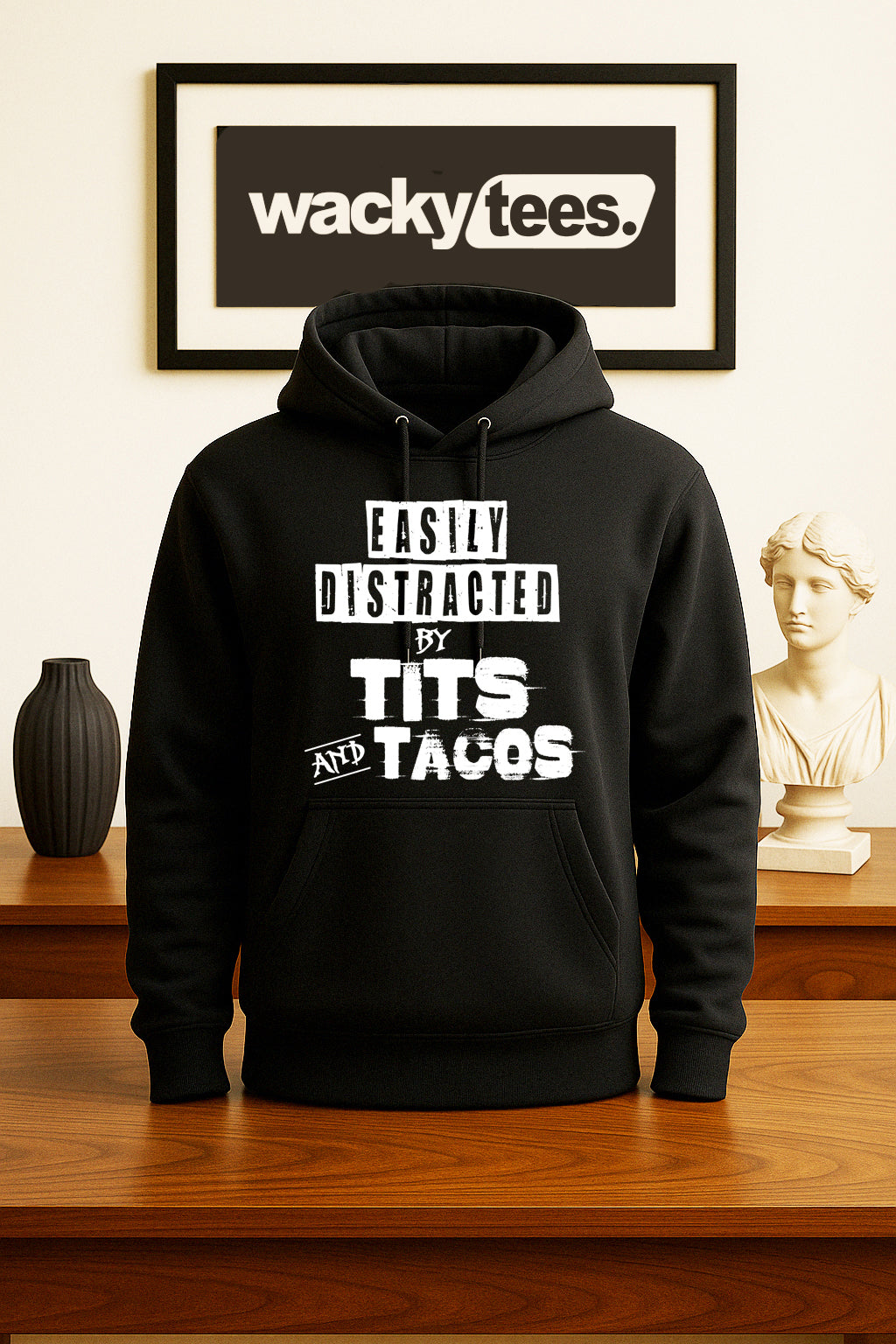 Easily Distracted By Tits and Tacos Adult Humor Funny Graphic Tee Shirt